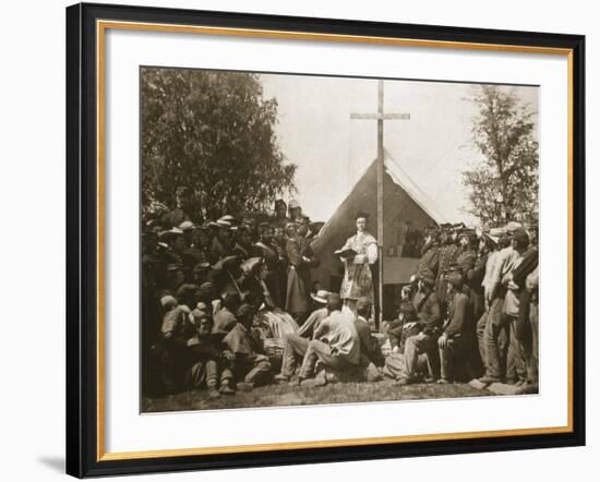 Father Thomas H. Mooney Leading Sunday Mass, 69th New York Infantry Regiment, 1861-Mathew Brady-Framed Giclee Print