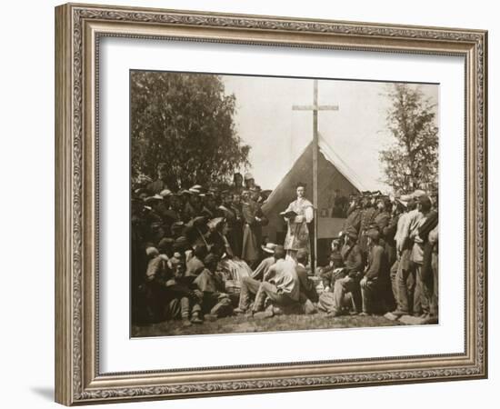 Father Thomas H. Mooney Leading Sunday Mass, 69th New York Infantry Regiment, 1861-Mathew Brady-Framed Giclee Print