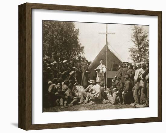 Father Thomas H. Mooney Leading Sunday Mass, 69th New York Infantry Regiment, 1861-Mathew Brady-Framed Giclee Print