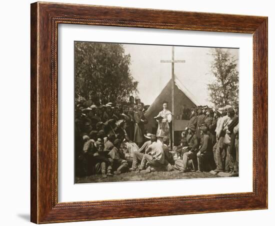 Father Thomas H. Mooney Leading Sunday Mass, 69th New York Infantry Regiment, 1861-Mathew Brady-Framed Giclee Print