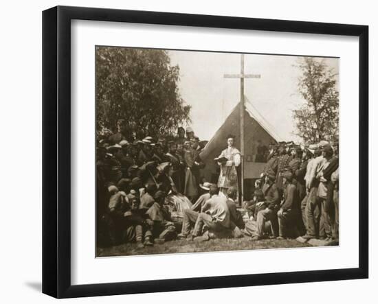 Father Thomas H. Mooney Leading Sunday Mass, 69th New York Infantry Regiment, 1861-Mathew Brady-Framed Giclee Print