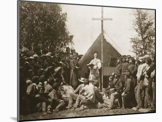 Father Thomas H. Mooney Leading Sunday Mass, 69th New York Infantry Regiment, 1861-Mathew Brady-Mounted Giclee Print