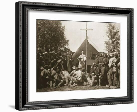 Father Thomas H. Mooney Leading Sunday Mass, 69th New York Infantry Regiment, 1861-Mathew Brady-Framed Giclee Print