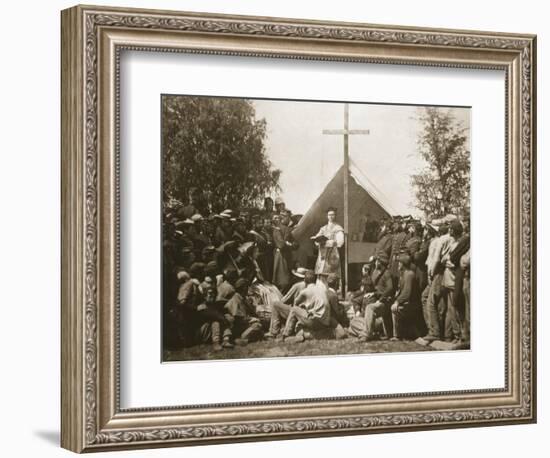 Father Thomas H. Mooney Leading Sunday Mass, 69th New York Infantry Regiment, 1861-Mathew Brady-Framed Giclee Print