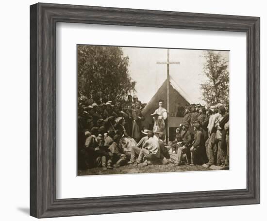 Father Thomas H. Mooney Leading Sunday Mass, 69th New York Infantry Regiment, 1861-Mathew Brady-Framed Giclee Print