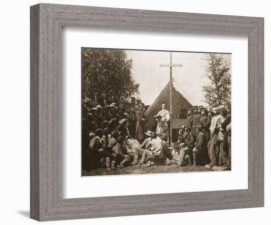 Father Thomas H. Mooney Leading Sunday Mass, 69th New York Infantry Regiment, 1861-Mathew Brady-Framed Giclee Print