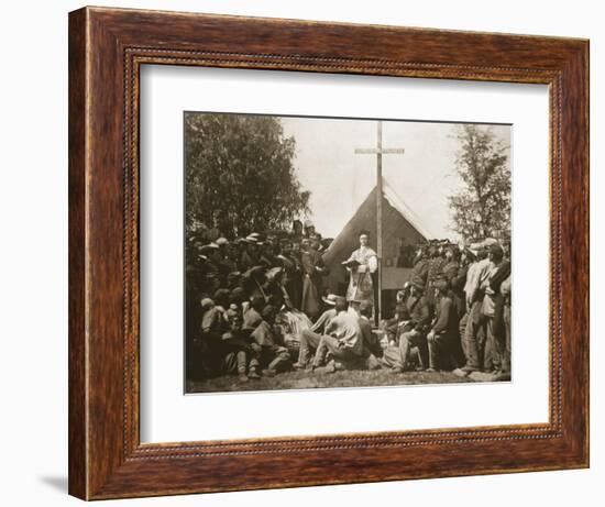 Father Thomas H. Mooney Leading Sunday Mass, 69th New York Infantry Regiment, 1861-Mathew Brady-Framed Giclee Print