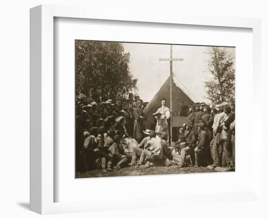 Father Thomas H. Mooney Leading Sunday Mass, 69th New York Infantry Regiment, 1861-Mathew Brady-Framed Giclee Print