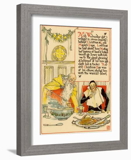 Father Time Serving The Lord Of The Manor-Walter Crane-Framed Art Print