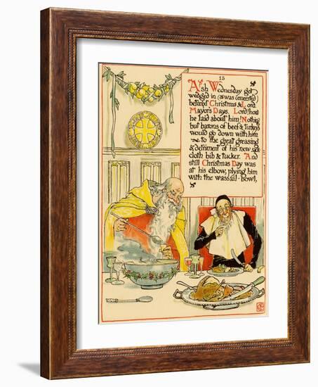 Father Time Serving The Lord Of The Manor-Walter Crane-Framed Art Print
