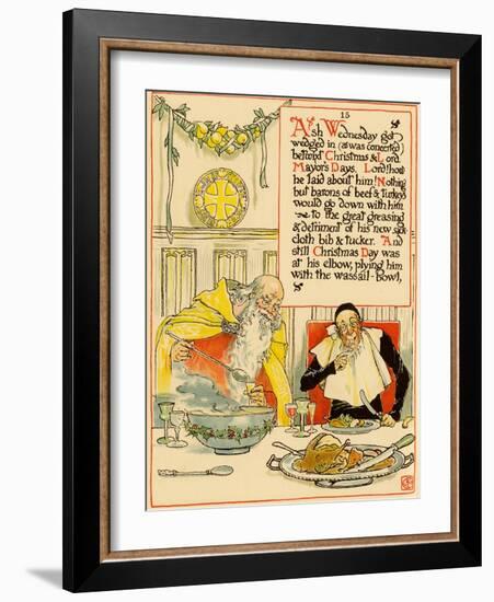 Father Time Serving The Lord Of The Manor-Walter Crane-Framed Art Print