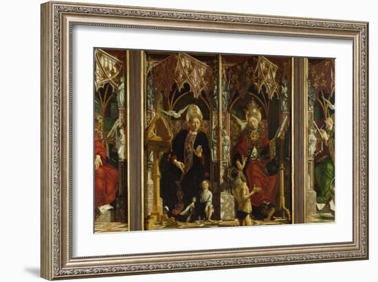 Fathers ofChurch Altar. Totale.Churchfathers: Hieronymus, Augustinus, Gregor and Ambrosius-Michael Pacher-Framed Giclee Print