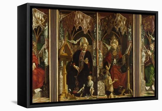 Fathers ofChurch Altar. Totale.Churchfathers: Hieronymus, Augustinus, Gregor and Ambrosius-Michael Pacher-Framed Premier Image Canvas