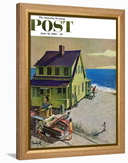 "Fathers Off Fishing," Saturday Evening Post Cover, June 18, 1960-Thornton Utz-Framed Premier Image Canvas