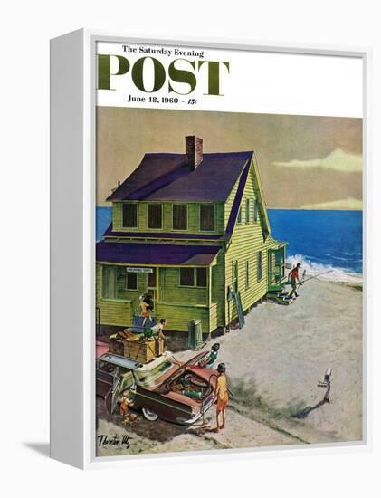 "Fathers Off Fishing," Saturday Evening Post Cover, June 18, 1960-Thornton Utz-Framed Premier Image Canvas