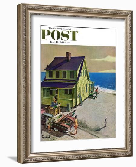 "Fathers Off Fishing," Saturday Evening Post Cover, June 18, 1960-Thornton Utz-Framed Giclee Print