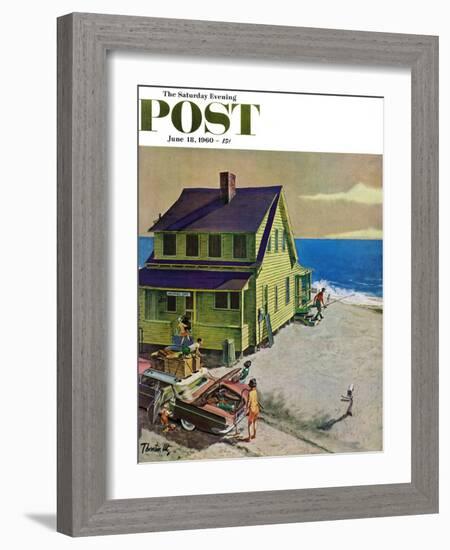 "Fathers Off Fishing," Saturday Evening Post Cover, June 18, 1960-Thornton Utz-Framed Giclee Print