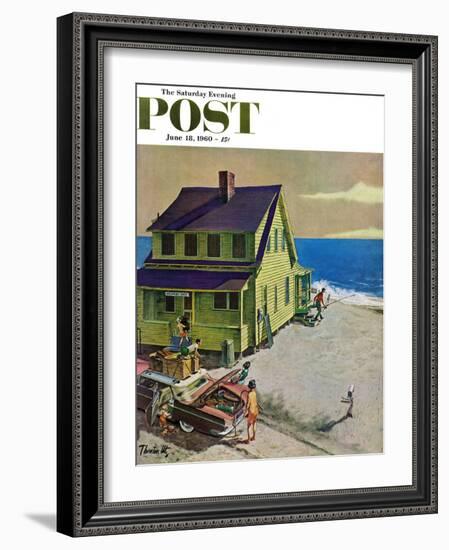 "Fathers Off Fishing," Saturday Evening Post Cover, June 18, 1960-Thornton Utz-Framed Giclee Print