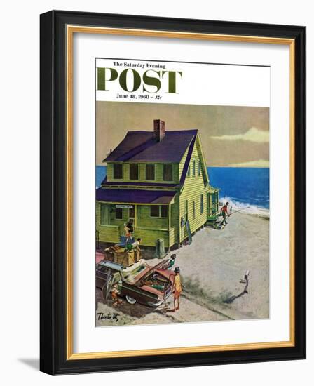 "Fathers Off Fishing," Saturday Evening Post Cover, June 18, 1960-Thornton Utz-Framed Giclee Print