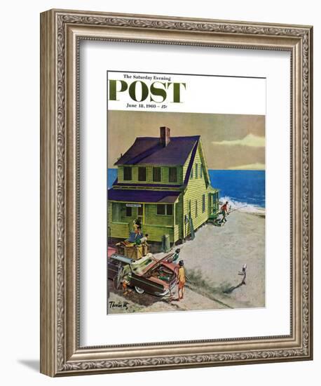 "Fathers Off Fishing," Saturday Evening Post Cover, June 18, 1960-Thornton Utz-Framed Giclee Print