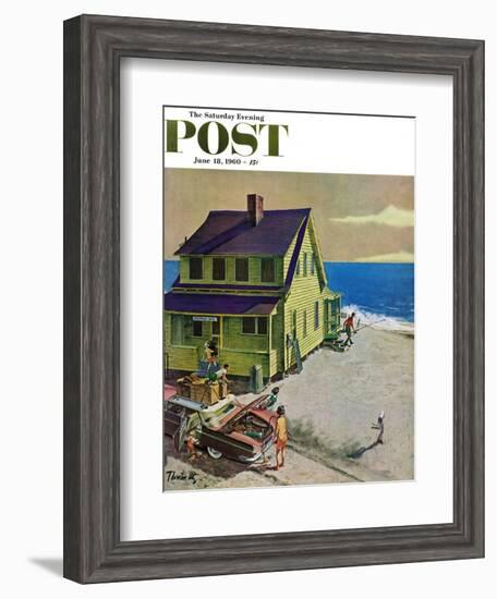 "Fathers Off Fishing," Saturday Evening Post Cover, June 18, 1960-Thornton Utz-Framed Giclee Print