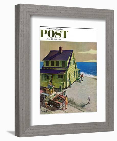 "Fathers Off Fishing," Saturday Evening Post Cover, June 18, 1960-Thornton Utz-Framed Giclee Print