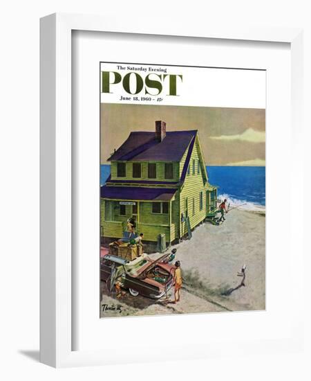 "Fathers Off Fishing," Saturday Evening Post Cover, June 18, 1960-Thornton Utz-Framed Giclee Print