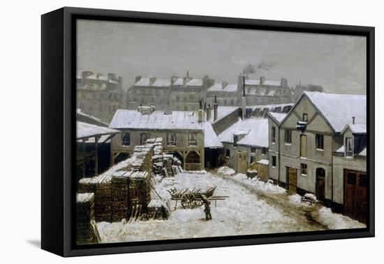 Faubourg de Paris sous la neige-Stanislas Lepine-Framed Premier Image Canvas