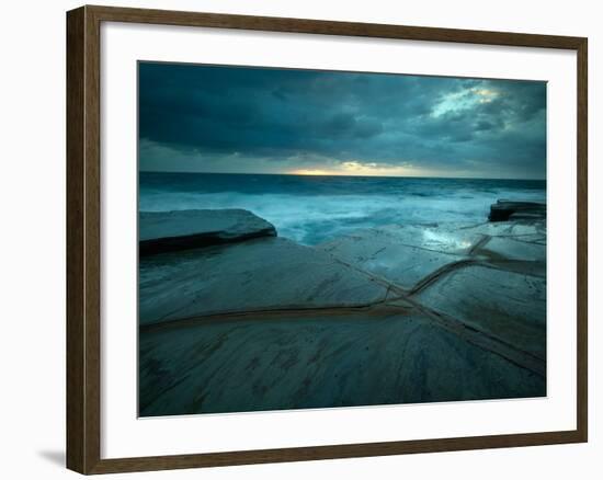 Fault Lines in Sandstone Rock Platform, Bouddi National Park, Nsw Australia-Matt Smith-Framed Photographic Print