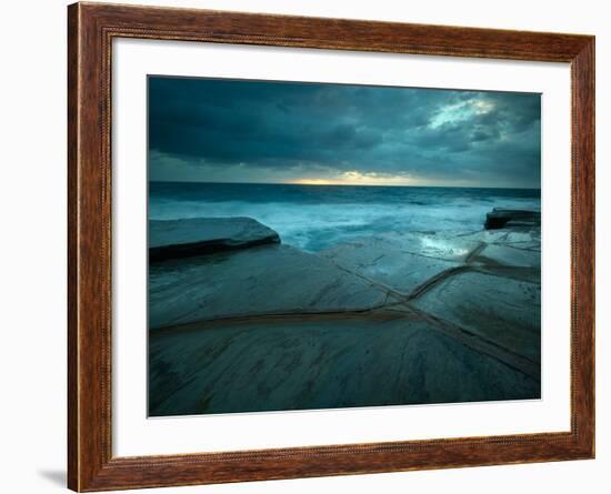 Fault Lines in Sandstone Rock Platform, Bouddi National Park, Nsw Australia-Matt Smith-Framed Photographic Print