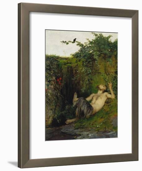 Faun Blowing a Whistle to a Blackbird, 1863-Arnold Bocklin-Framed Giclee Print