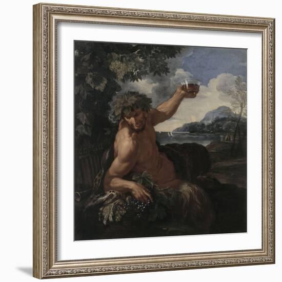 Faune au verre de vin-null-Framed Giclee Print