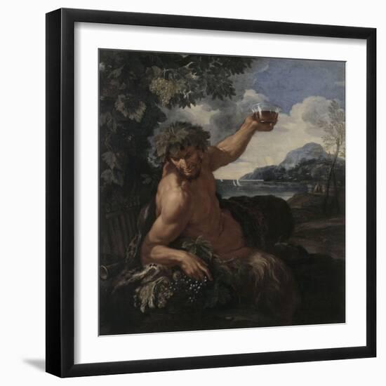 Faune au verre de vin-null-Framed Giclee Print