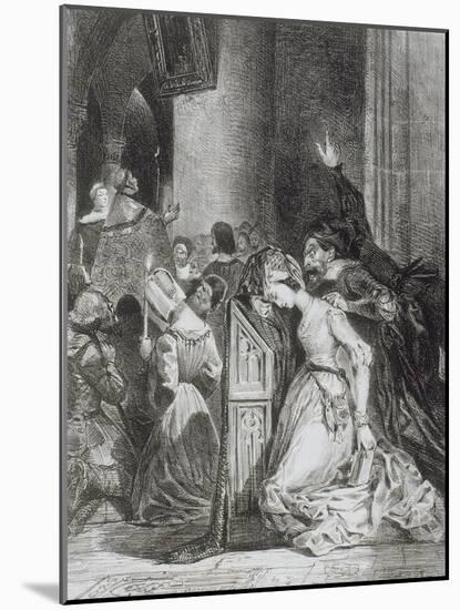 "Faust" de Goethe: Marguerite en prière à l'église avec Méphisto: "Malheureuse..."; 1828-Eugene Delacroix-Mounted Giclee Print