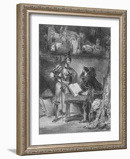 "Faust" de Goethe :Méphisto apparaissant à Faust dans son cabinet; 1828-Eugene Delacroix-Framed Giclee Print