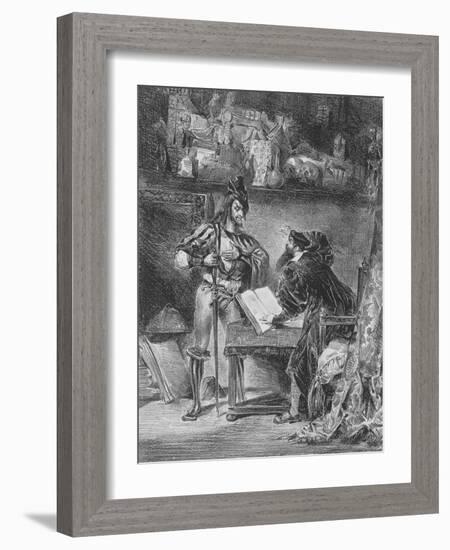 "Faust" de Goethe :Méphisto apparaissant à Faust dans son cabinet; 1828-Eugene Delacroix-Framed Giclee Print