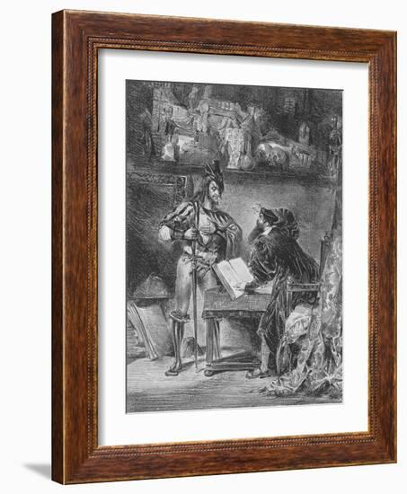 "Faust" de Goethe :Méphisto apparaissant à Faust dans son cabinet; 1828-Eugene Delacroix-Framed Giclee Print