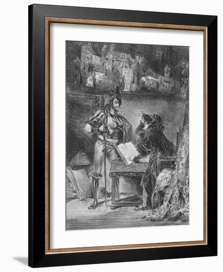 "Faust" de Goethe :Méphisto apparaissant à Faust dans son cabinet; 1828-Eugene Delacroix-Framed Giclee Print