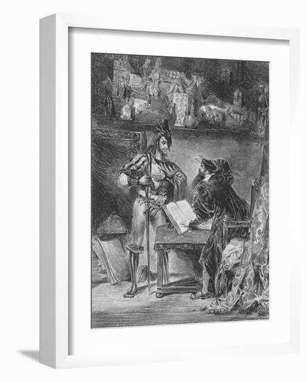 "Faust" de Goethe :Méphisto apparaissant à Faust dans son cabinet; 1828-Eugene Delacroix-Framed Giclee Print