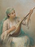 Woman Playing a Lute-Fausto Zonaro-Framed Giclee Print