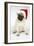 Fawn Pug Wearing Christmas Hat-null-Framed Photographic Print