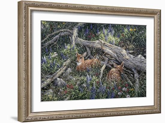 Fawns and Flowers-Jeff Tift-Framed Giclee Print