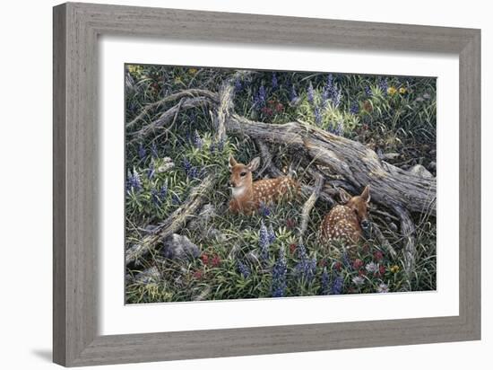 Fawns and Flowers-Jeff Tift-Framed Giclee Print