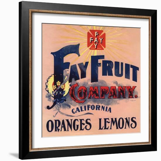 Fay Fruit Company Brand - California - Citrus Crate Label-Lantern Press-Framed Art Print