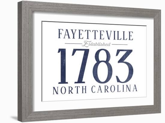 Fayetteville, North Carolina - Established Date (Blue)-Lantern Press-Framed Art Print