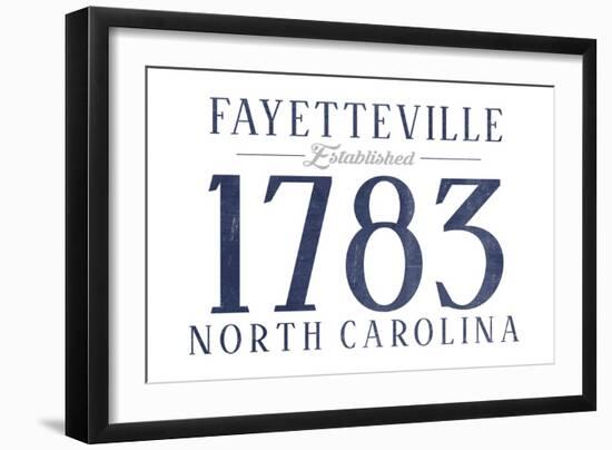 Fayetteville, North Carolina - Established Date (Blue)-Lantern Press-Framed Art Print