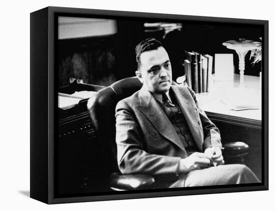 Fbi Chief J. Edgar Hoover, Sitting in His Office-null-Framed Premier Image Canvas