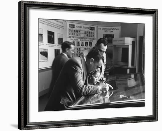 FBI Director J. Edgar Hoover Giving Child Actress Shirley Temple a Department of Justice Tour-Thomas D^ Mcavoy-Framed Premium Photographic Print