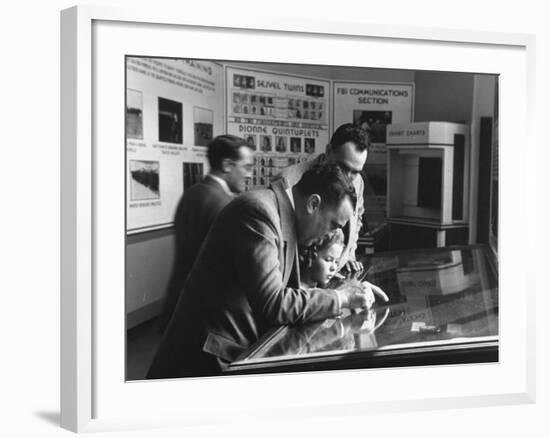 FBI Director J. Edgar Hoover Giving Child Actress Shirley Temple a Department of Justice Tour-Thomas D^ Mcavoy-Framed Premium Photographic Print