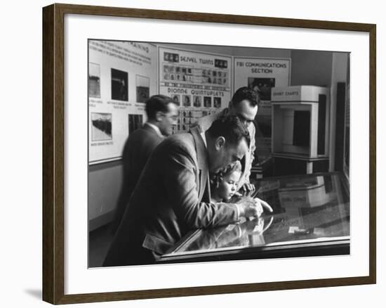 FBI Director J. Edgar Hoover Giving Child Actress Shirley Temple a Department of Justice Tour-Thomas D^ Mcavoy-Framed Premium Photographic Print